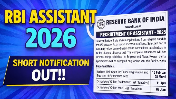 Reserve Bank of India RBI Assistant Recruitment 2026