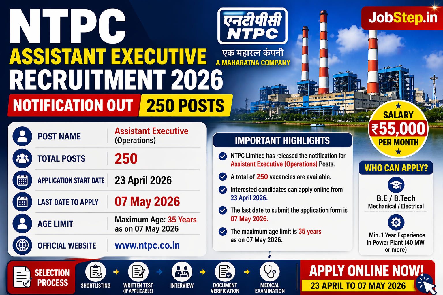 Ntpc Posts NTPC Limited NTPC Assistant Executive Recruitment 2026 – 250 Posts ...